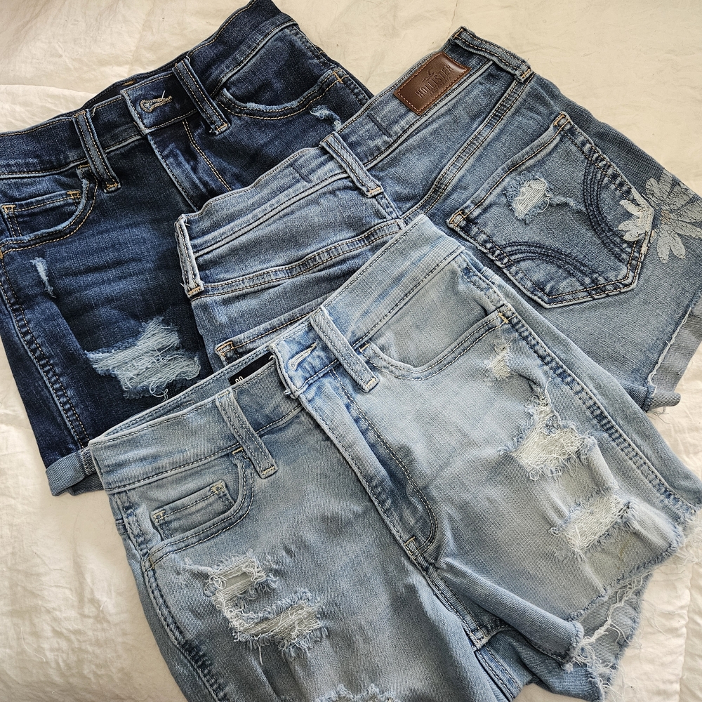Hollister *LOT OF 3* High Rise Soft Stretch Denim Shorts Bundle